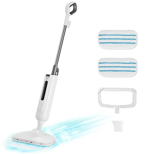 Sweetcrispy Steam Mop for Floor Cleaning,Lightweight Floor Steamer Cleaner for Hardwood/Tile/Laminate Floors Carpet, 2 Washable Pad,White and Grey