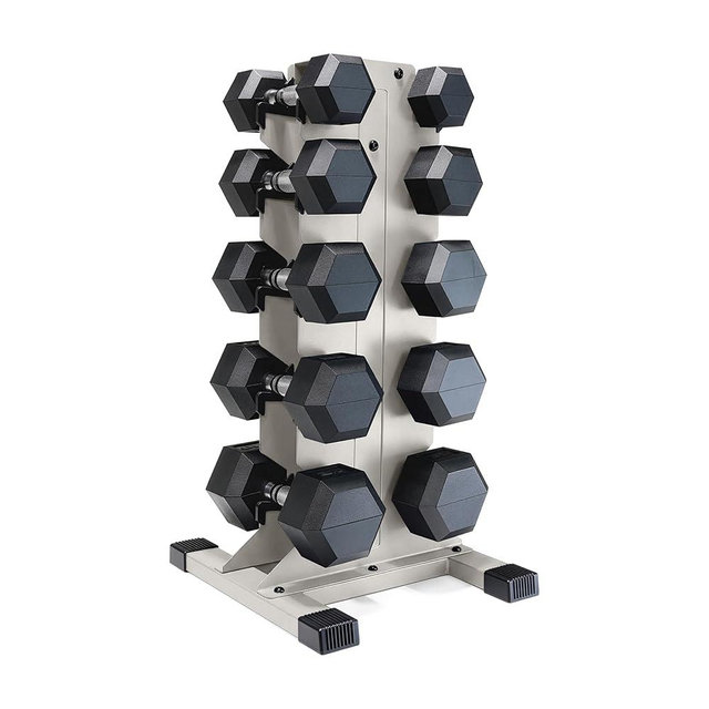 CAP Barbell Rubber Coated Hex Dumbbell Set with Vertical Rack | 100-300 lbs Free Weights Dumbbells Set for Home Gym | Multiple Options