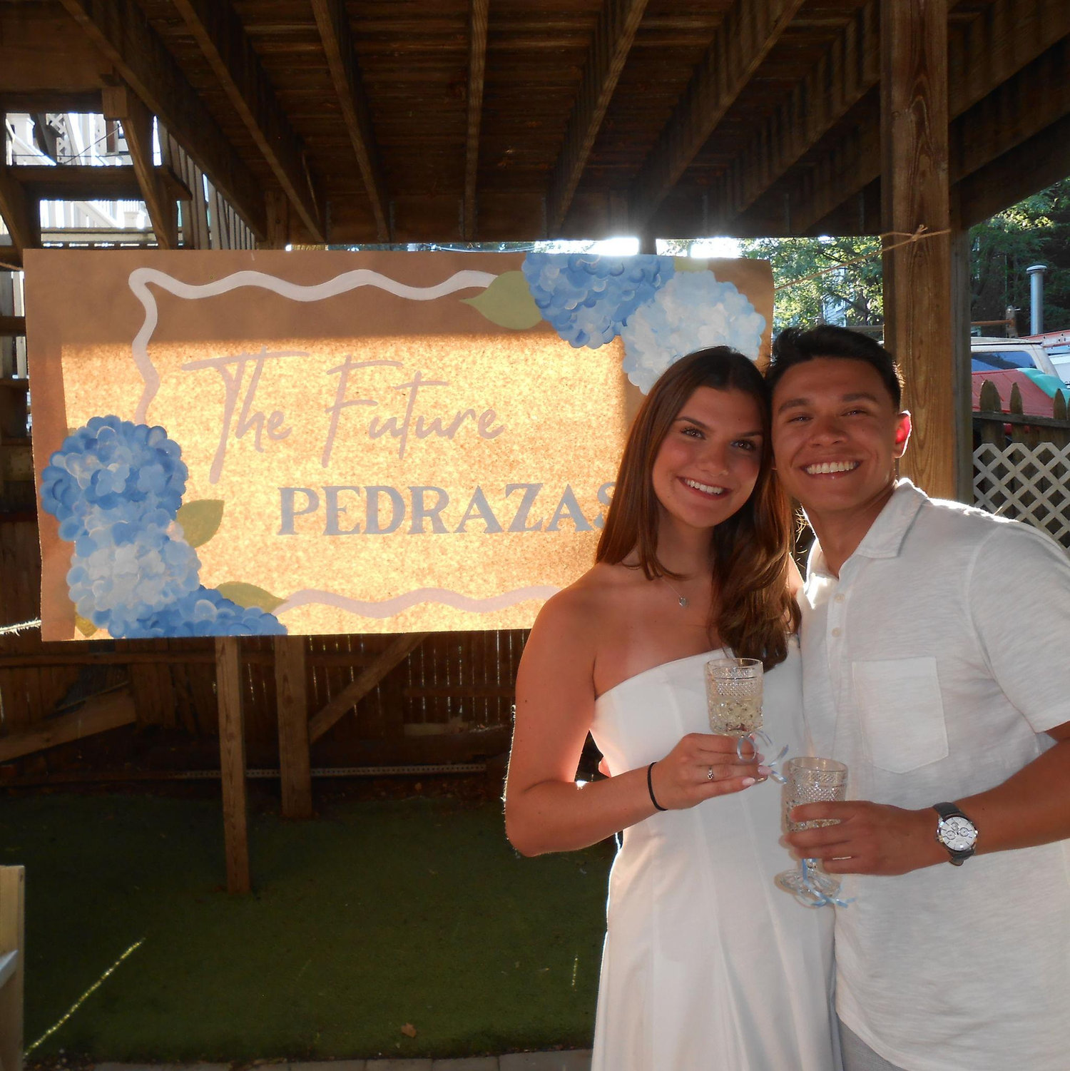 Surprise engagement party with our friends in Boston