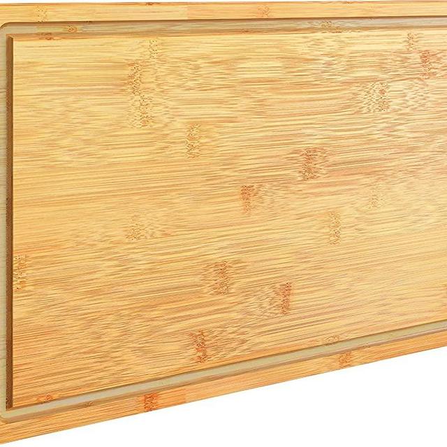 Bamboo Cutting Board for Kitchen, Extra Large Bamboo Chopping Board, Meat Butcher Block Cutting Board with Handle and Juice Groove, Cheese Board for Charcuterie, Fruit, Vegetables by FURNINXS,17"x12"