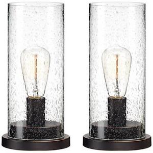Libby Seeded Glass 12" High Edison Accent Lamps - Set of 2