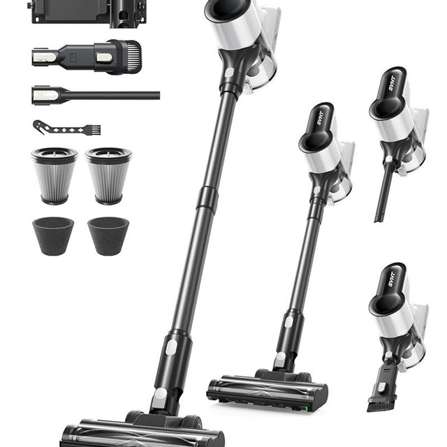 SVHT Cordless Vacuum Cleaner, 500W 45KPA 50Mins Stick Vacuum Cleaners for Home with LED Light, Self-Standing, Anti-Tangle Brush & 1.6L Dust Cup, Lightweight Vacuum for Pet Hair, Carpets, Hard Floors