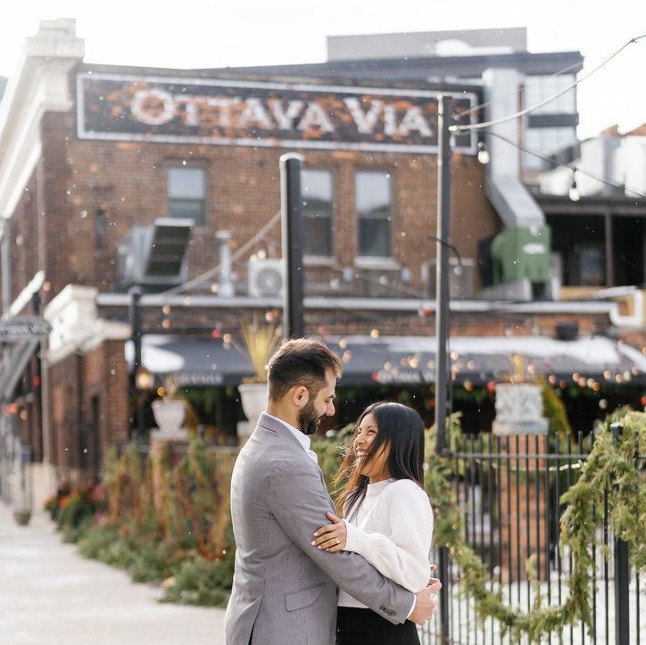Back to the scene of our first date for engagement photos: Ottava Via and Michigan Central
