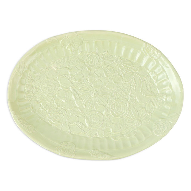 VIETRI Pietra Fiori Pistachio Oval Platter