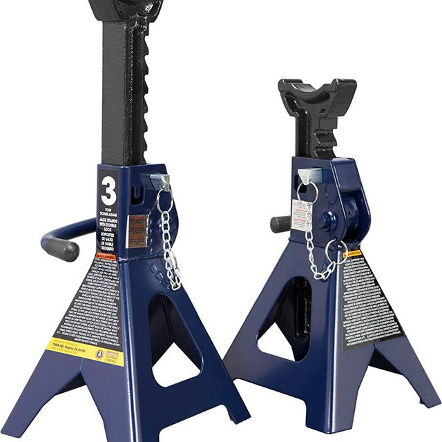 TCE AT43002AU Torin Steel Jack Stands: Double Locking, 3 Ton (6,000 lb) Capacity, Blue, 1 Pair