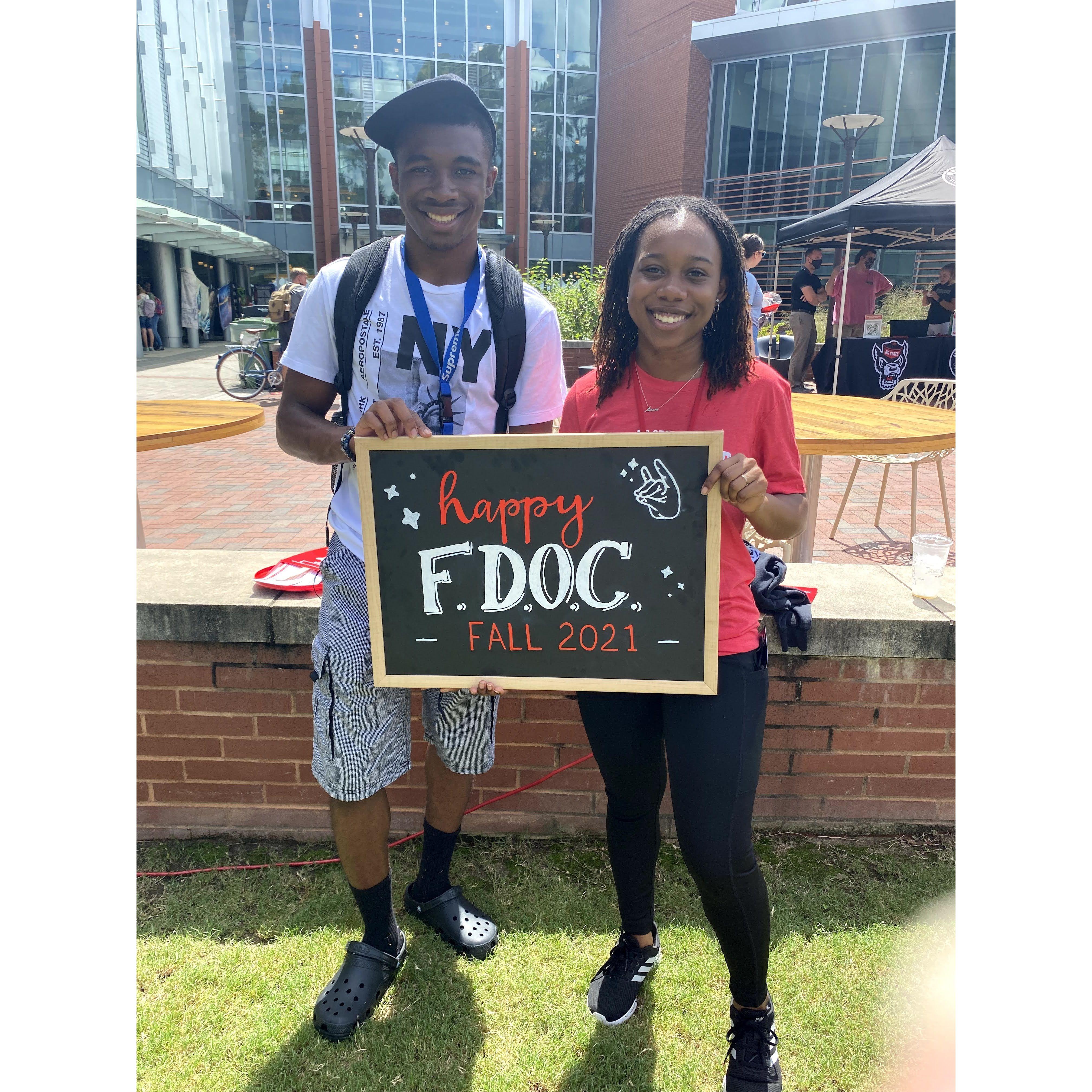 Our first day of college!