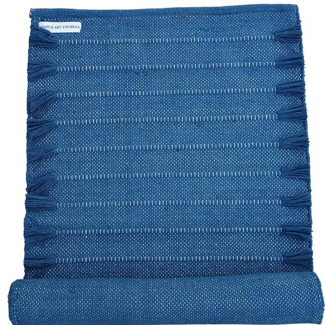 Jaipur art & Rugs Organic Cotton Yoga Mat - Eco-Friendly Hand-Woven Rug - Non Slip & Thick (24”x72”x5mm) for Everyday Fitness at Home - Comfortable Extra-Long