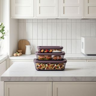 6-Piece Stripe-Tinted Glass Container Set