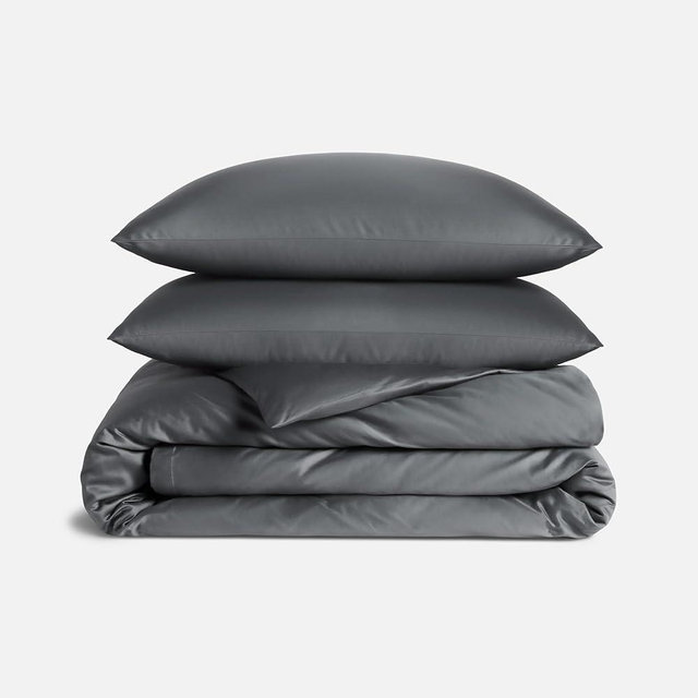 Brooklinen Luxury Sateen Duvet Cover Set - 100% Cotton, King/California King Size in Slate Grey - Includes 1 Duvet Cover and 2 King Pillowcases - Best King/Cali King Duvet Covers