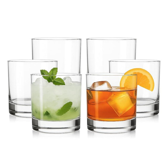 LEMONSODA Lowball Marino Rocks Glass, Classic Bar Glassware for Mojito, Whiskey, Cocktail, Mocktails and Drinking Water Tumbler - 10oz (Set of 6)