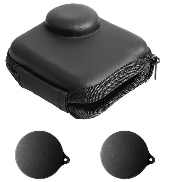 ULBTER Mini Storage Bag Case for GoPro MAX Waterproof 360 Camera + Rubber Lens Cap Cover, Carrying Portable Boxes Accessory for Go pro Max [2+1 Pack]