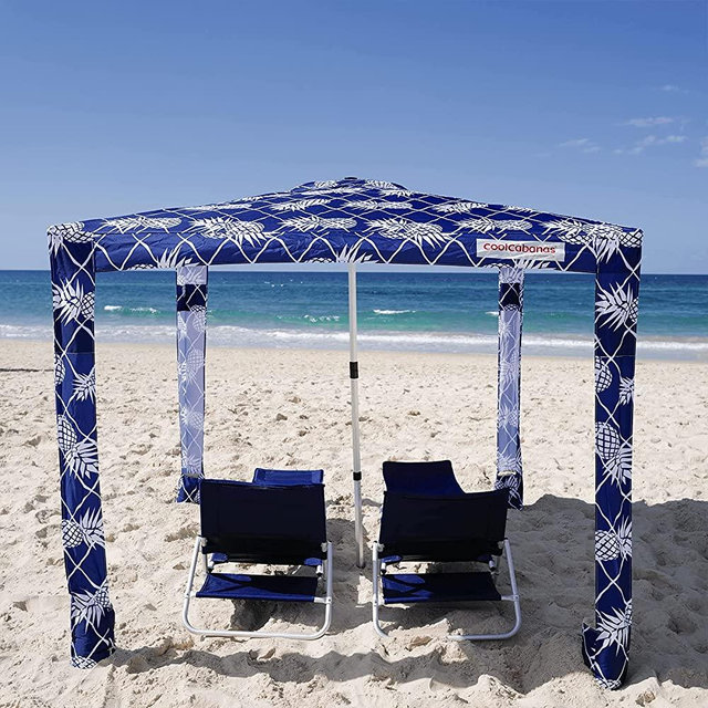 Cool Cabana Beach Canopy - COOLCABANAS Beach Shade Cabana, Easy to Setup, Folds to just 3'5", Perfect for Family Beach Days, UPF 50+ Beach Tent, The Original and The Best, Pineapples Medium - 43ft2
