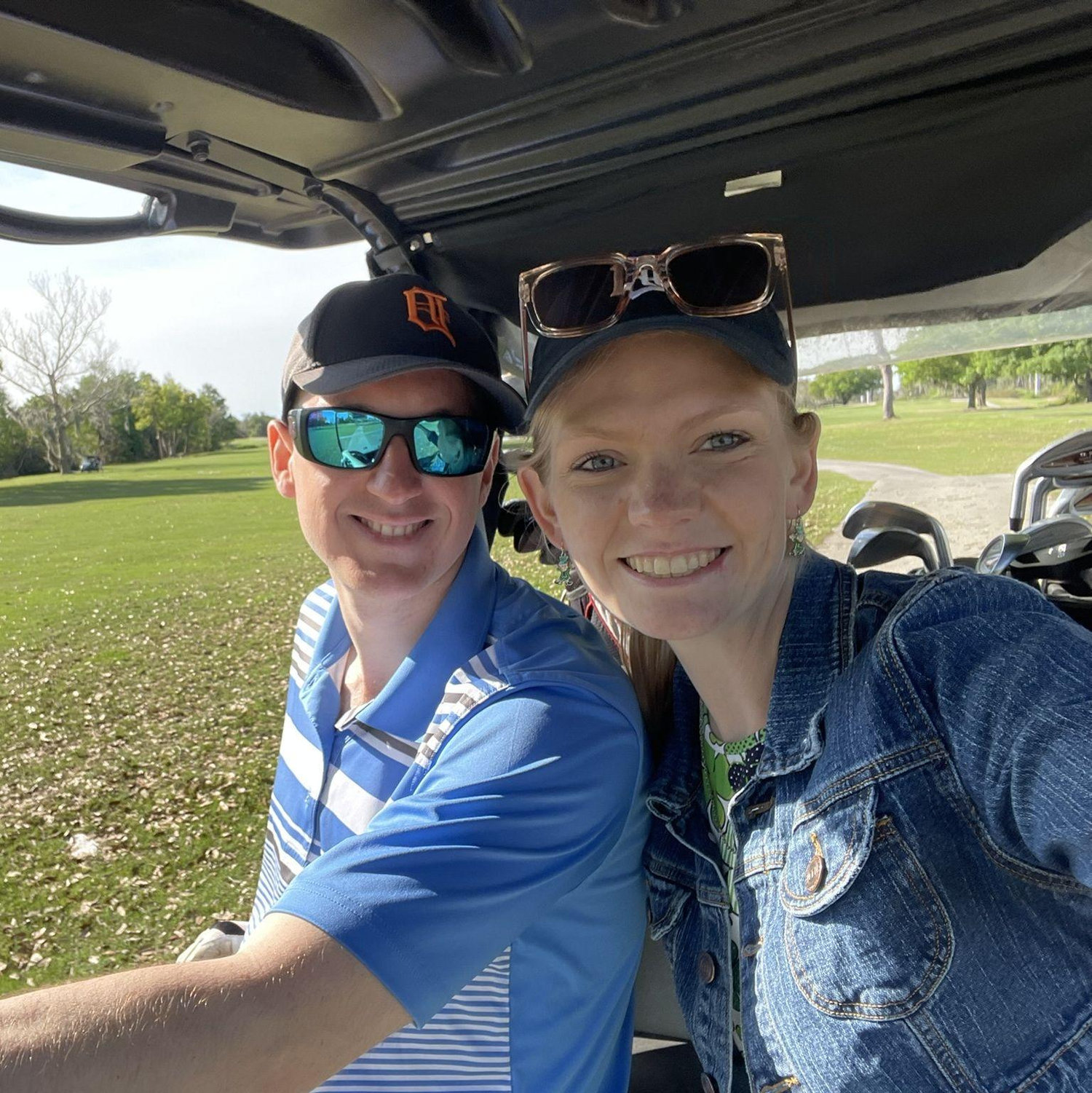 Marcelle's first time golfing.