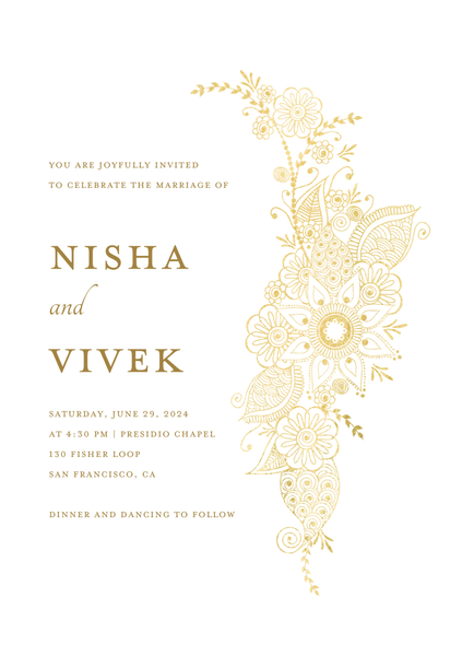 Sambac Portrait Foil | White | Zola Wedding Invitations