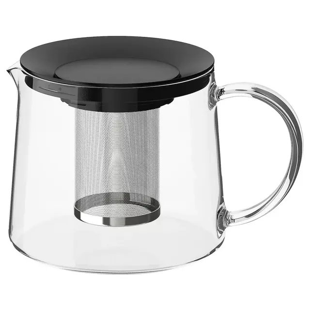 RIKLIG Teapot, glass, 1.6 qt