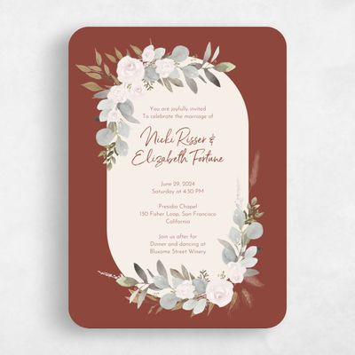 Orange Rounded Wedding Invitation - Adeleida Classic