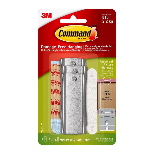 Command Universal Picture Hangers (3 Hangers/6 Large Strips/6 Sets of Mini Strips)White