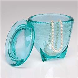 Fire and Light Handmade Glassware Footed Jar with Lid