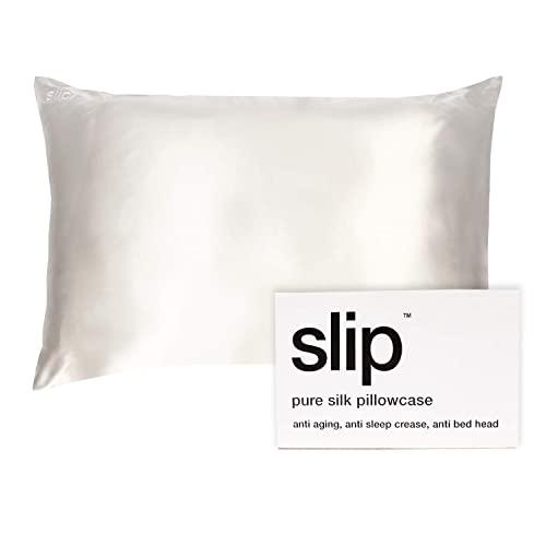 SLIP King Silk Pillowcase, White - Slipsilk Pure Mulberry 22 Momme Silk Pillow Case