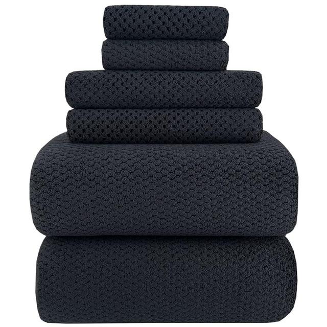 YTYC Towels,39x78 Inch Oversized Bath Sheets Towels for Adults Luxury Bath Towels Extra Large Sets for Bathroom Super Soft Highly Absorbent Microfiber 80% Polyester(Black,6 Piece)
