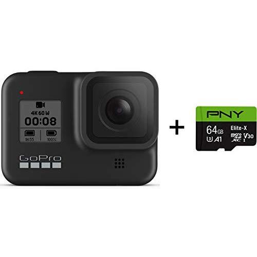 GoPro HERO8 Black + PNY Elite-X 64GB U3 microSDHC Card (Bundle)