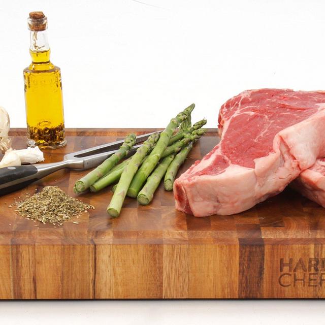 Hardwood Chef Premium Thick Acacia Wood End Grain Cutting Board Butcher Block with Groove, 16 x 12 x 1 3/4 in | For Chopping Serving Cheese | (Gift Box Included) with BONUS e-Book