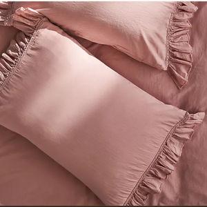 Organic Cotton Spa Sateen Ruffled Shams, Set of 2