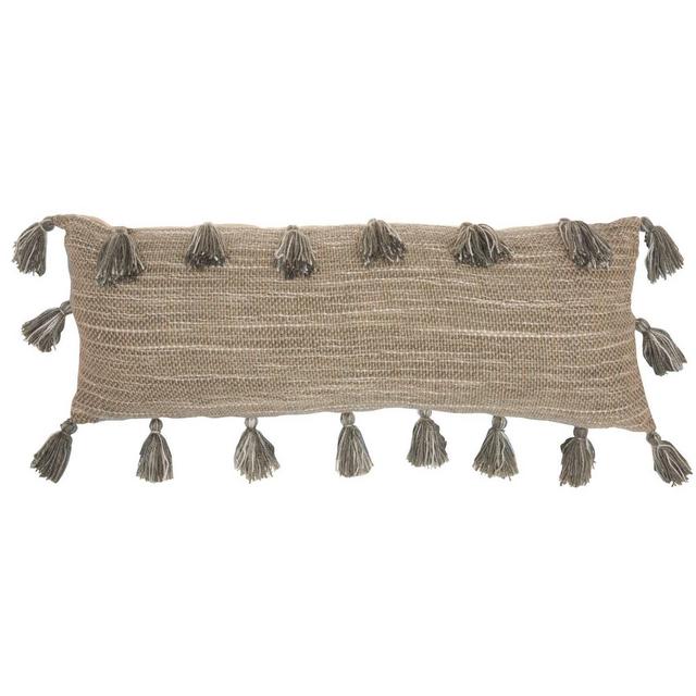 13"x33" Life Styles Woven with Tassels Throw Pillow Charcoal - Mina Victory