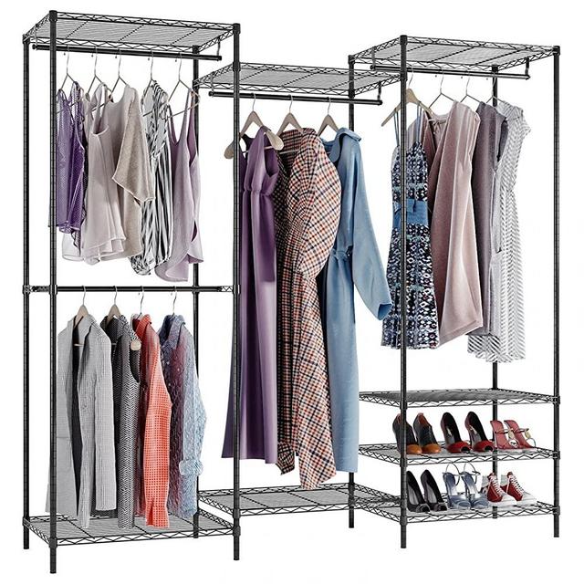 VIPEK Portable Closet Wardrobe Heavy Duty Clothes Rack, Freestanding Clothing Rack with 4 Hang Rods & 8 Shelves, Adjustable Custom Closet Rack, 69.9" L x 18" W x 70.9" H, Max Load 800LBS, V5 Black