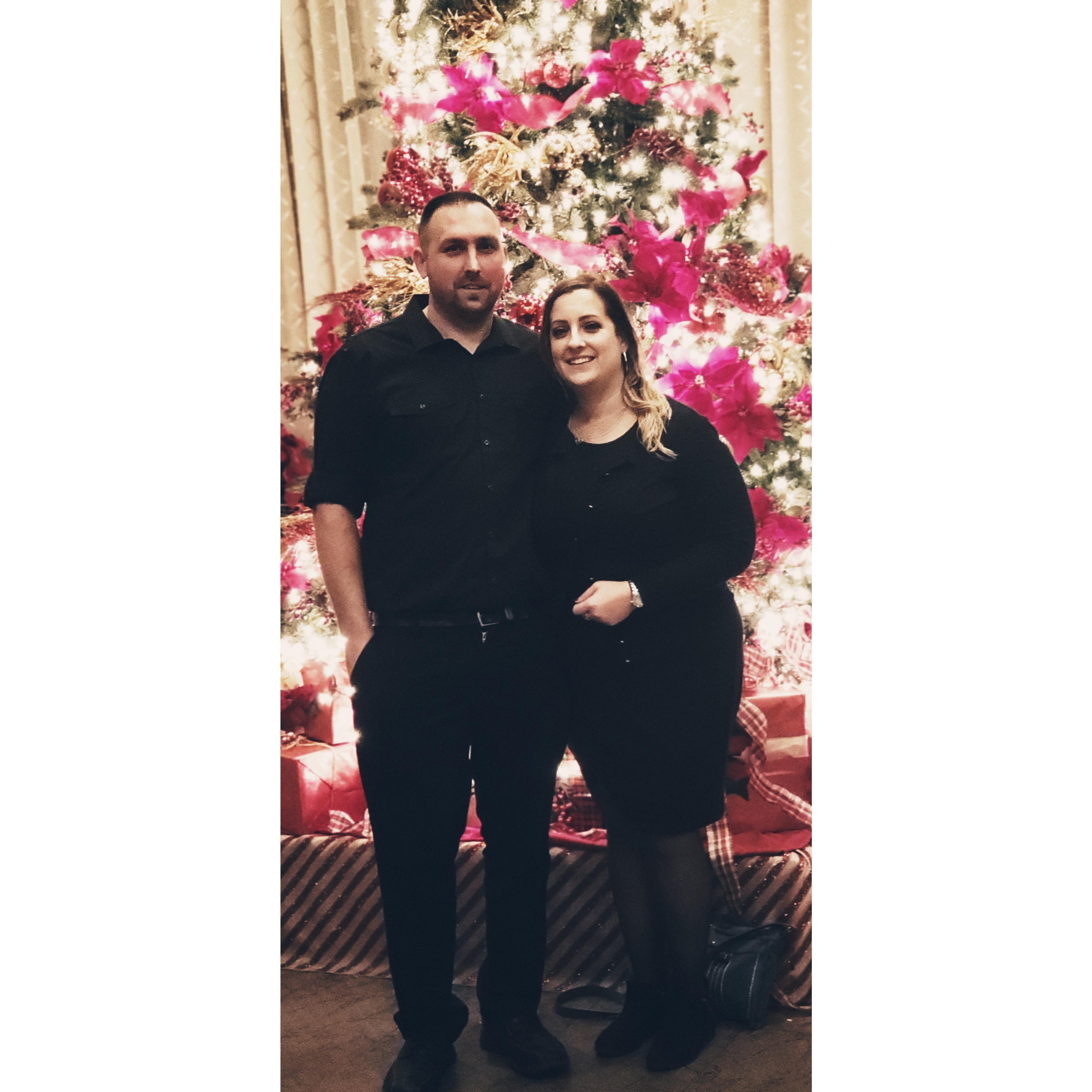 Obligatory photo by a Christmas tree.