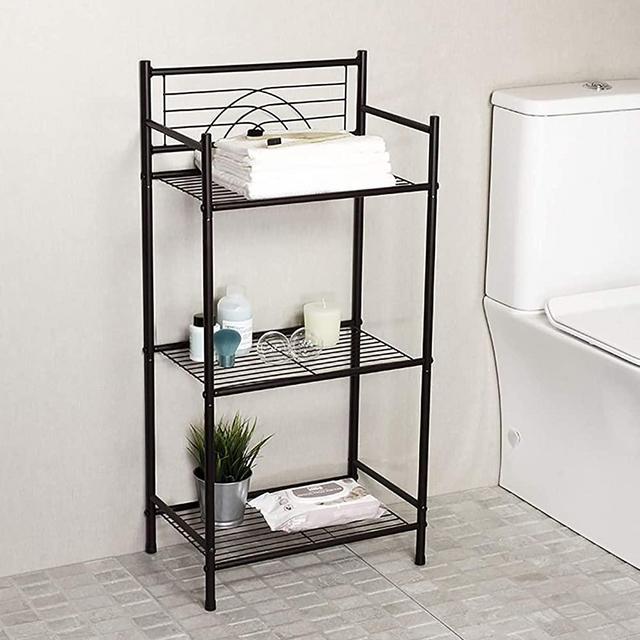L&H Unico 3-Tier Free Standing Wire Rack Heavy Duty Metal Shelving Storage Unit for Bathroom Laundry Kitchen Office, Black