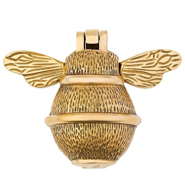 Bee Door Knocker for Front Door | Polished Solid Brass Bee | Brass Knockers with Strike Plate | UPVC | Bumblebee Front Door Furniture with a Unique Design (Brass)