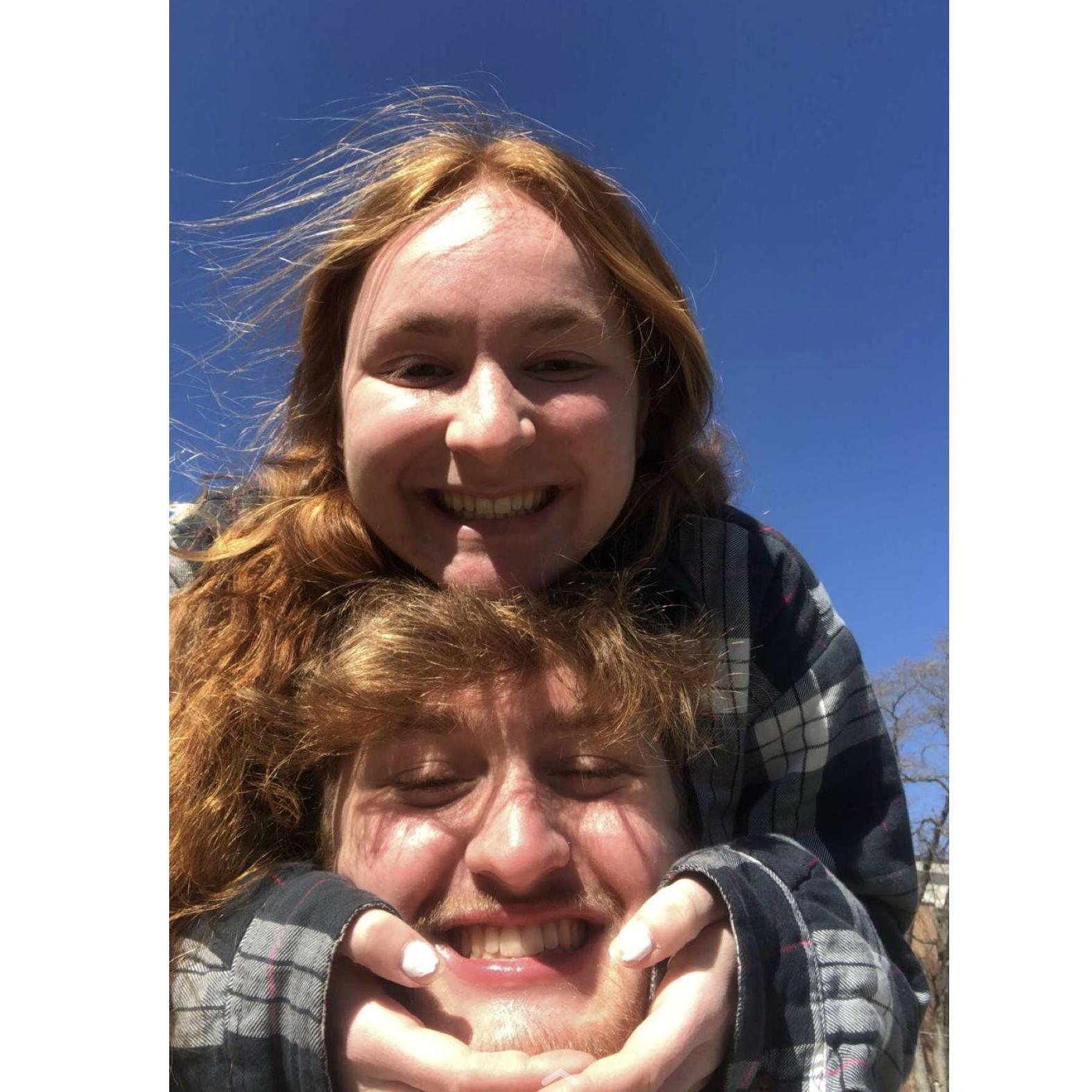 This was when we got COVID and were sent off to quarantine! When we took this picture, we said that it would be on our wedding website! :) 3/4/21