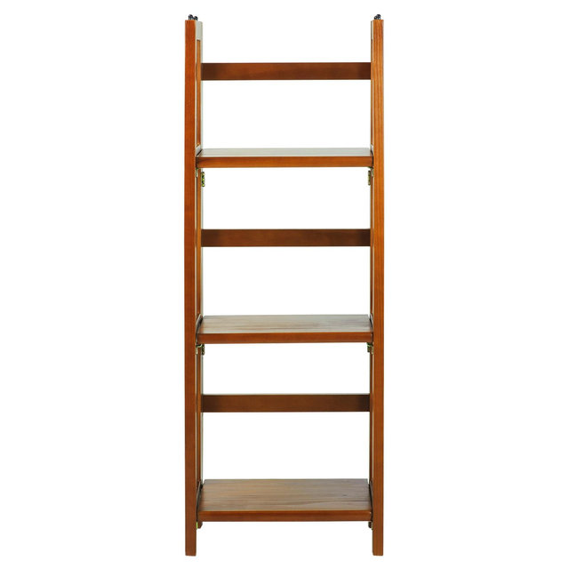 38" 3 Tier Folding Bookshelf Honey - Flora Home