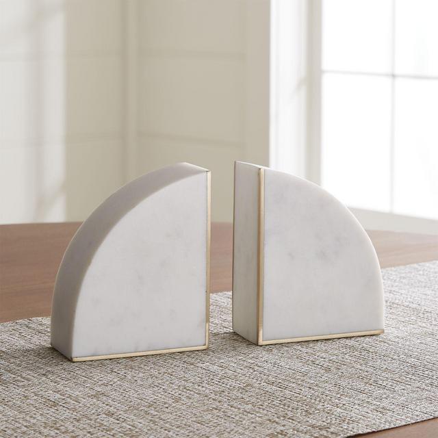 Crate and Barrel, White Marble Bookends, Set of 2
