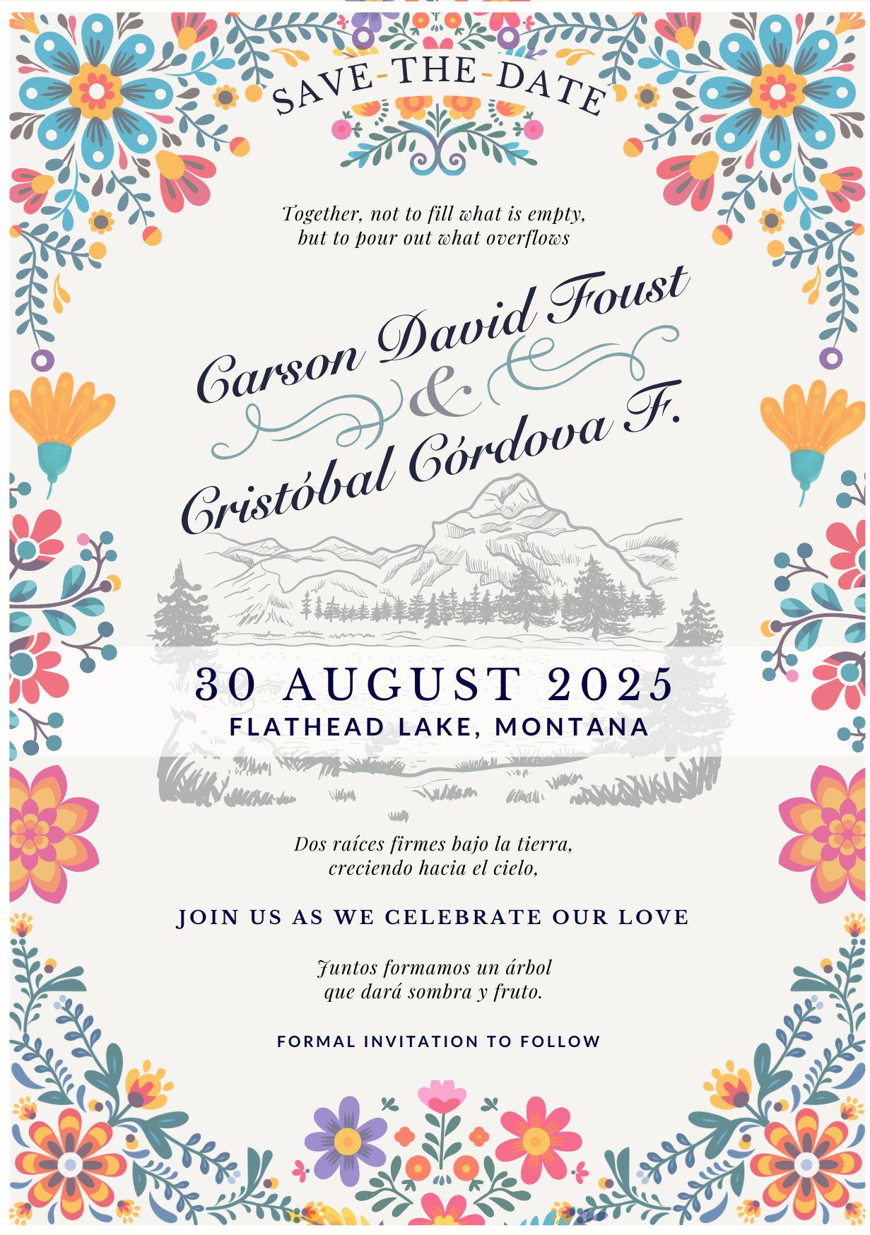 The Wedding Website of Carson Foust and Cristóbal Córdova F.