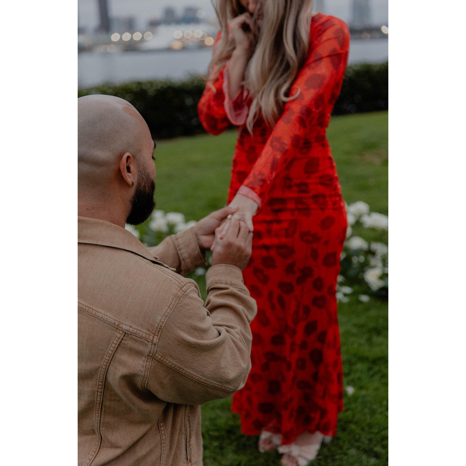 I was shocked here! But he finally popped the question! It took me a few minutes to answer him because of the shock!