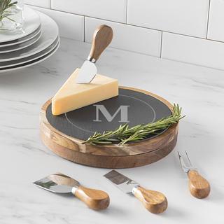 Personalized Acacia Slate Cheese Board with Tool Set