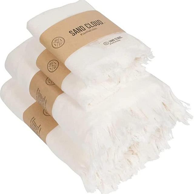 Sandcloud Turkish Bath Towels - 100% Organic Cotton - Lightweight - Large Size - Dry Faster and Cleaner - Set of 4 - Ivory XL Bath Bundle