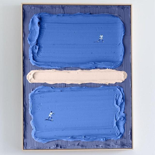 Blue 3D Texture Painting Tennis Art Tennis Textured Wall Art Tennis Impasto Painting US Open Australian Open Sports Art