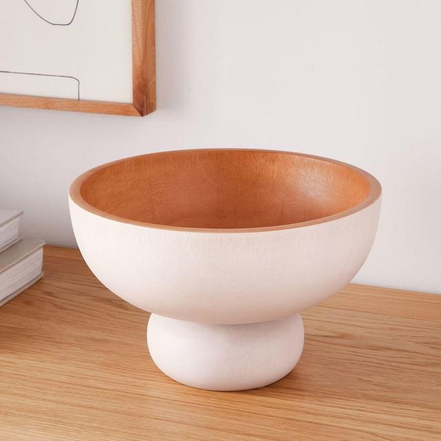 Light Wood Bowl, White