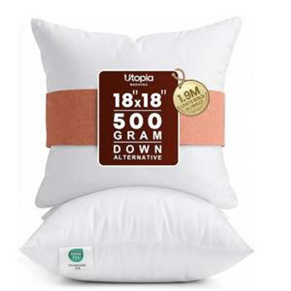 Utopia Bedding 18x18 Pillow Inserts, Set of 2, White – Indoor Decorative Throw Pillows for Bed, Sofa & Couch – Soft, Supportive & Fluffy Cushion Inserts