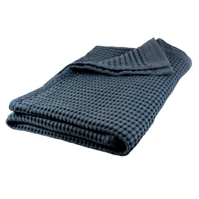Premium Large Bath Sheet 100% Natural Cotton Waffle Weave – Fast Drying Extra Absorbent Soft Thin Lightweight Fade Resistant with Modern Design (Midnight Blue)