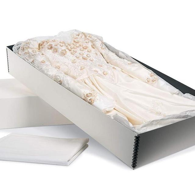 Gaylord Archival White Wedding Dress & Textile Preservation Box with Tissue Paper - 18W x 40L x 6" H
