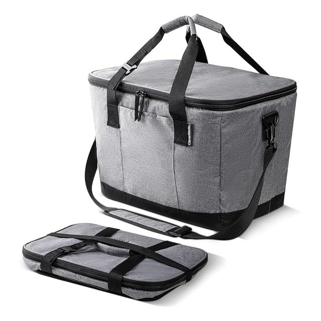 CleverMade Leakproof Collapsible Insulated Cooler Bag, Portable Foldable Soft Side Tote Holds 18/30/50 Cans, Lunch & Cold Beer, Use w/Reusable Freezer Packs & Ice Chest for Grocery Beach Travel