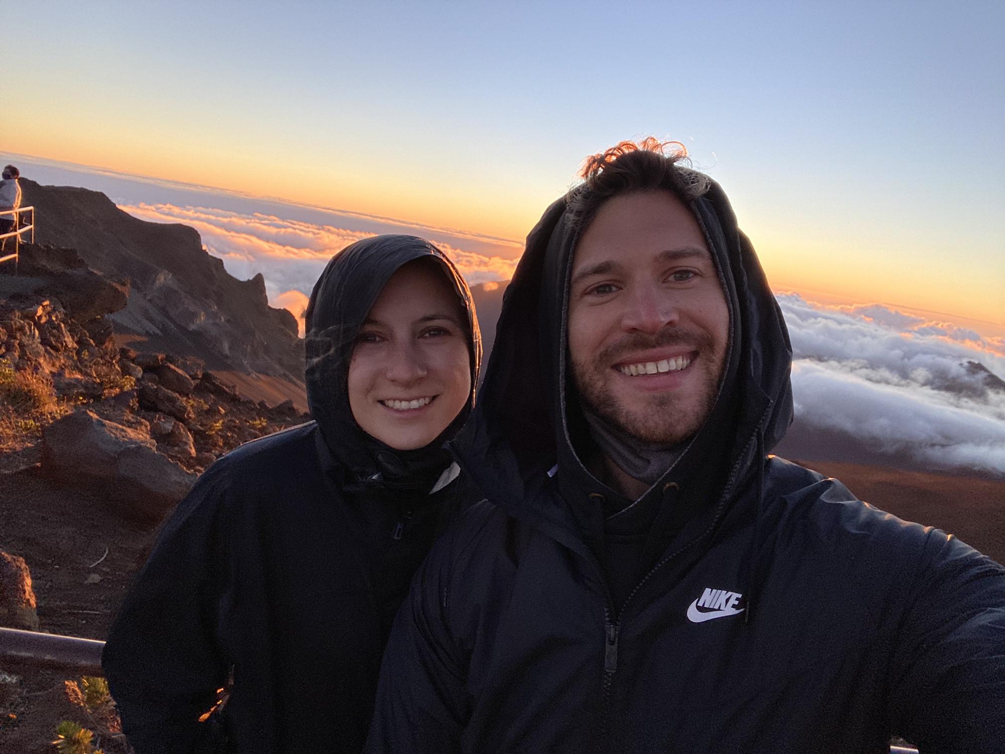 Watching the sunrise over Haleakala in Maui