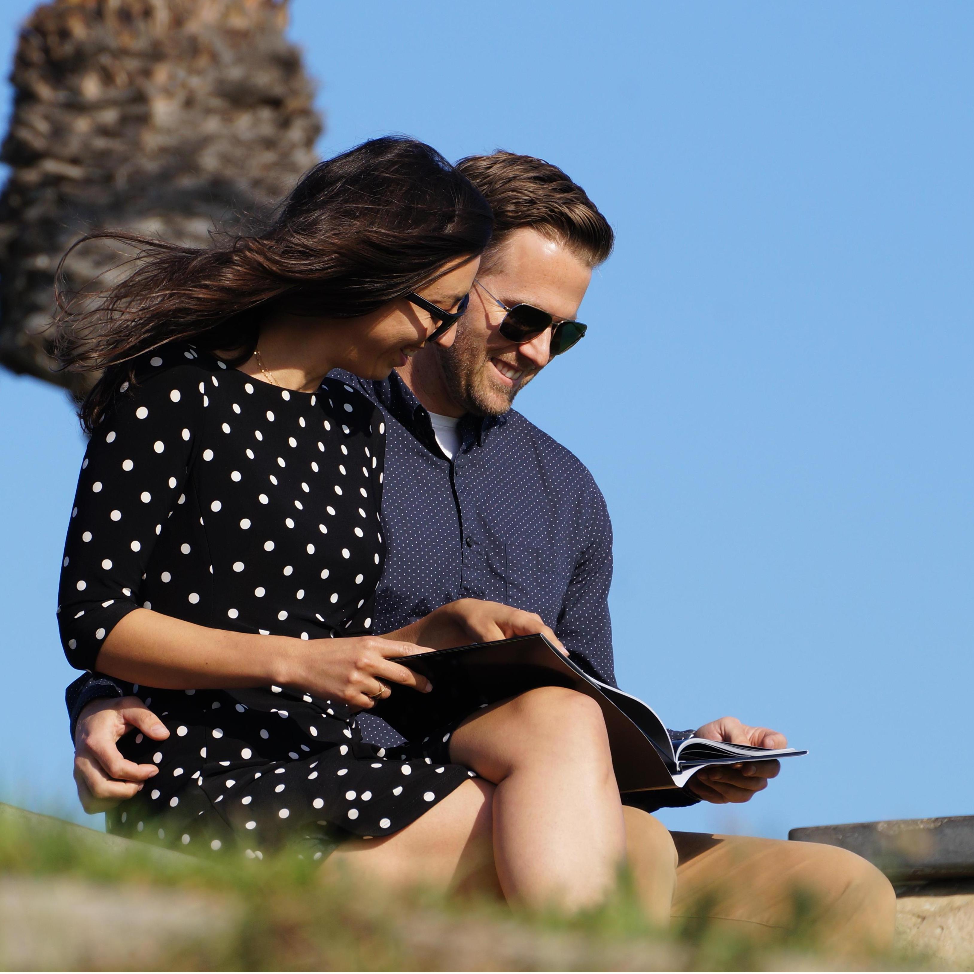 Going over the adventure book I had made for her as an "early anniversary" gift. Hill top park - Long Beach, CA