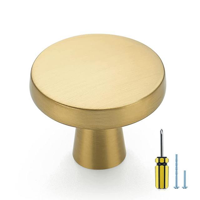 Ravinte 15 Pack Solid Knobs Kitchen Cabinet Knobs Round Knobs Dresser Drawer Knobs Gold Cabinet Hardware Round Cabinet Door Knobs Drawer Knobs Brushed Brass Drawer Pulls