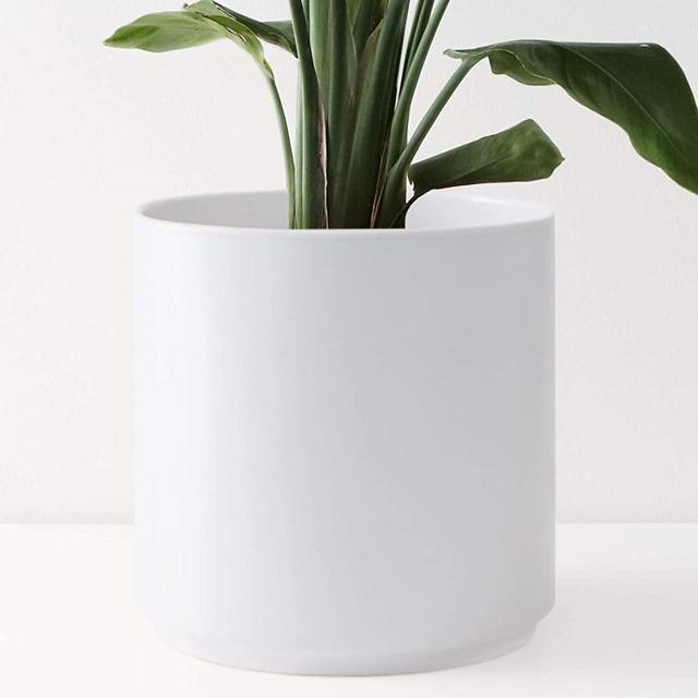 Peach & Pebble 12" Ceramic Planter (15", 12", 10", 8" or 7") - Large White Plant Pot, Hand Glazed Indoor Flower Pot for All Indoor Plants (White, Black, Melon or Gold) - White, 12 inch