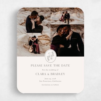 Beige Rounded Wedding Save the Date - Creston Multiphoto